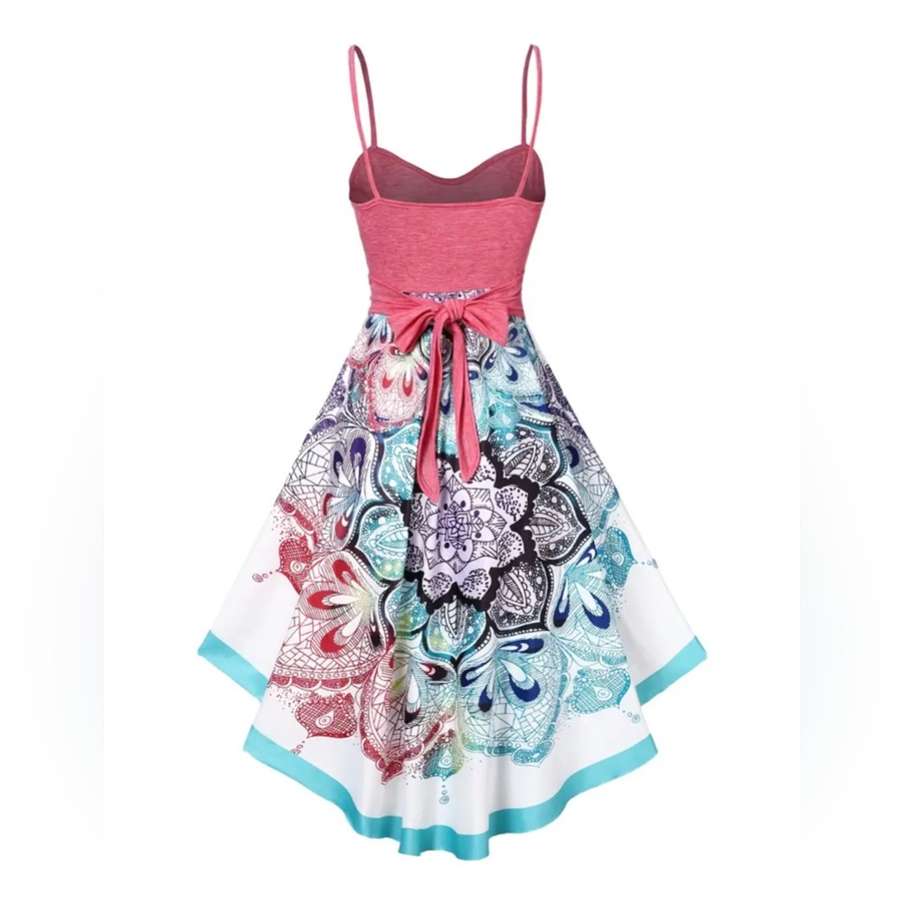 Floral Pink and Blue Women's Dress
